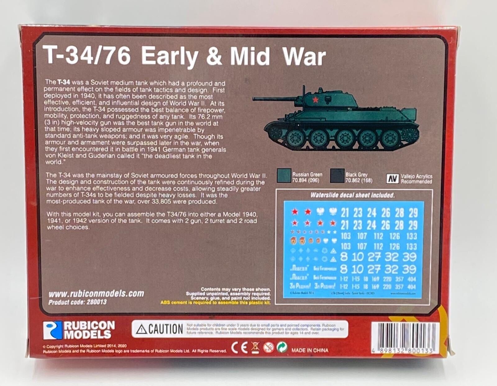 Soviet Medium Tank T-34 Rubicon Models | No. 280013 | 1:56