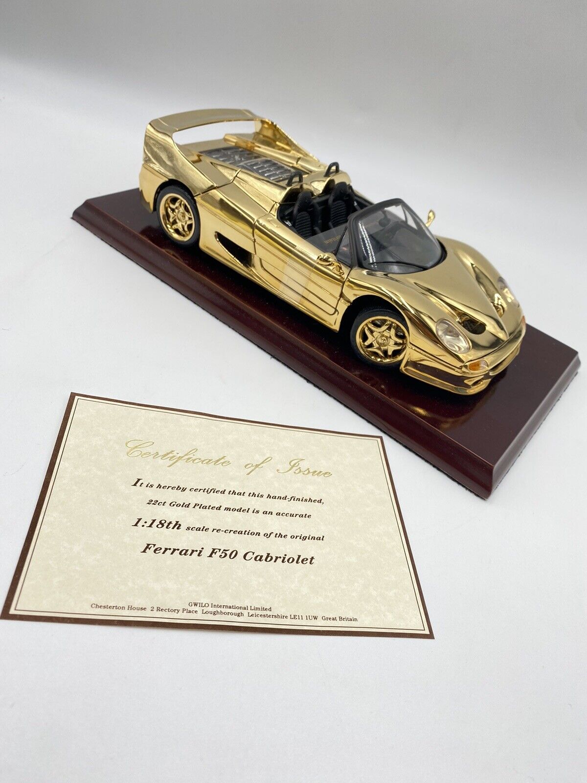 1:18 FERRARI F50 GWILO 22CT GOLD PLATED VERY RARE COLLECTABLE